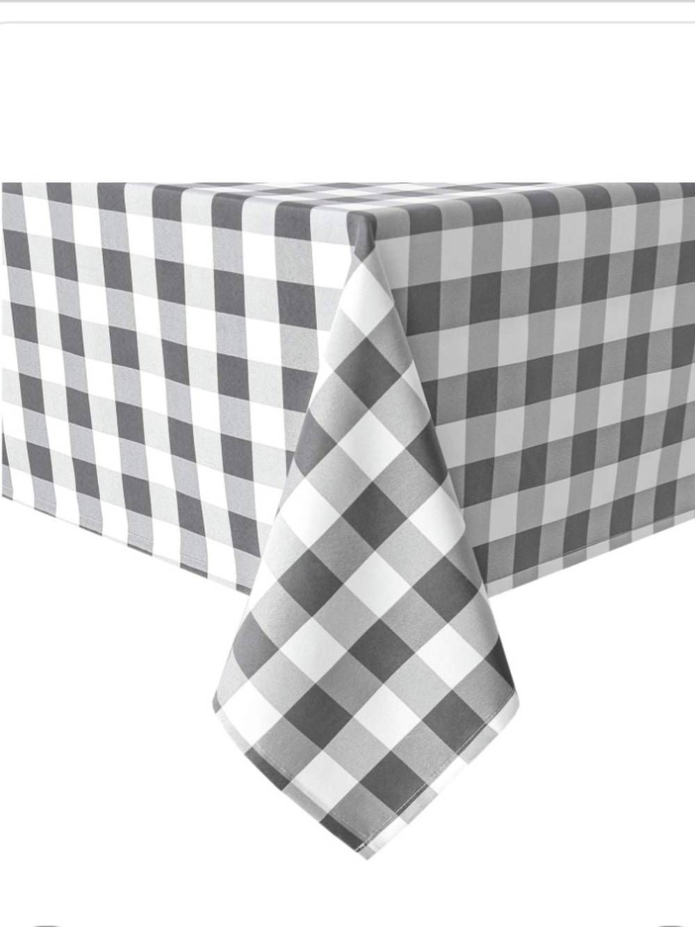 Gingham Checkered Tablecloth Polyester Waterproof Spill-Proof SQUARE 70x70” GRAY